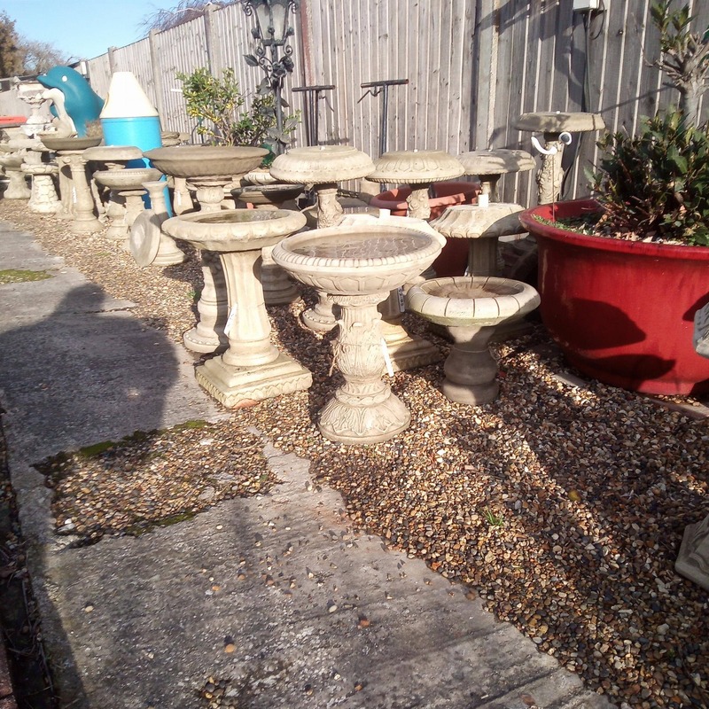 we try to have around 50 to 70 bird baths in stock average price around £49