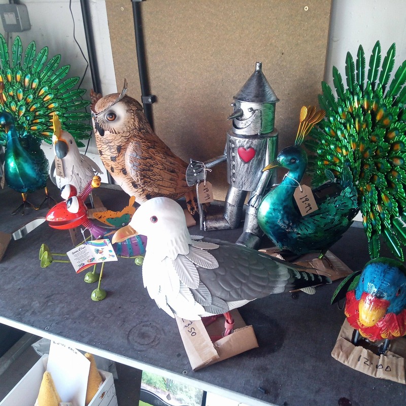 Metal Tin man £19.99 owl seagull £23.50 peacock £19.99