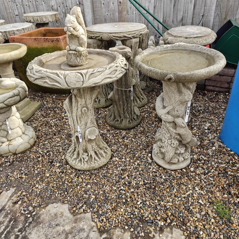 Squirrel Bird Baths £45 and £36